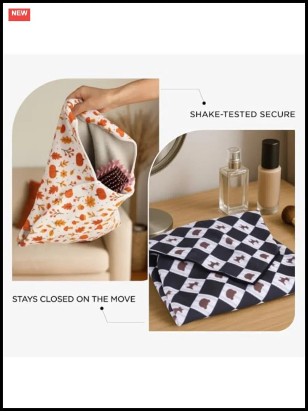Foldable Magic Cloth Makeup Bag, Travel Cosmetic Organizer Mat Pouch,